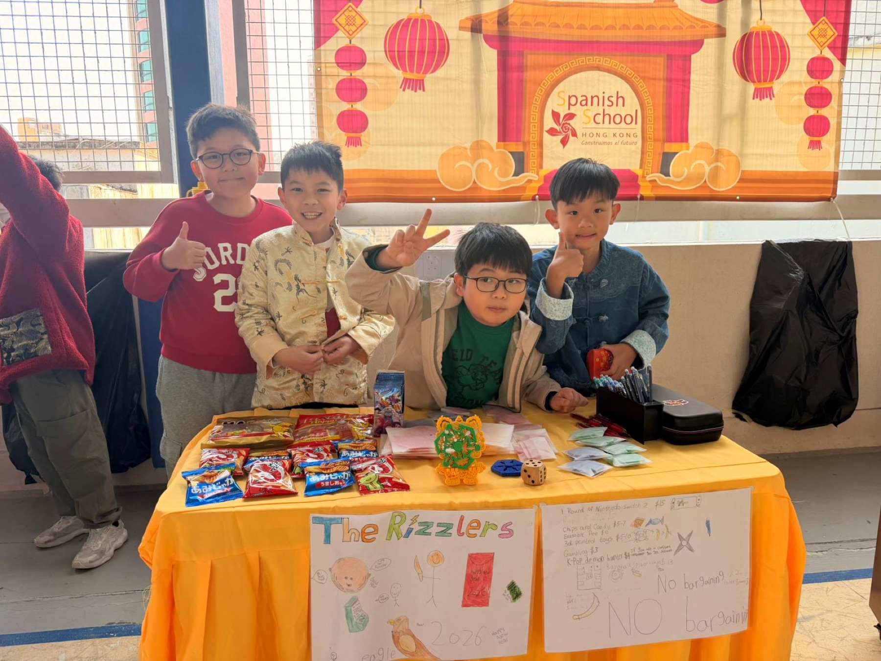 SSHK students presenting a Lunar New Year market stall