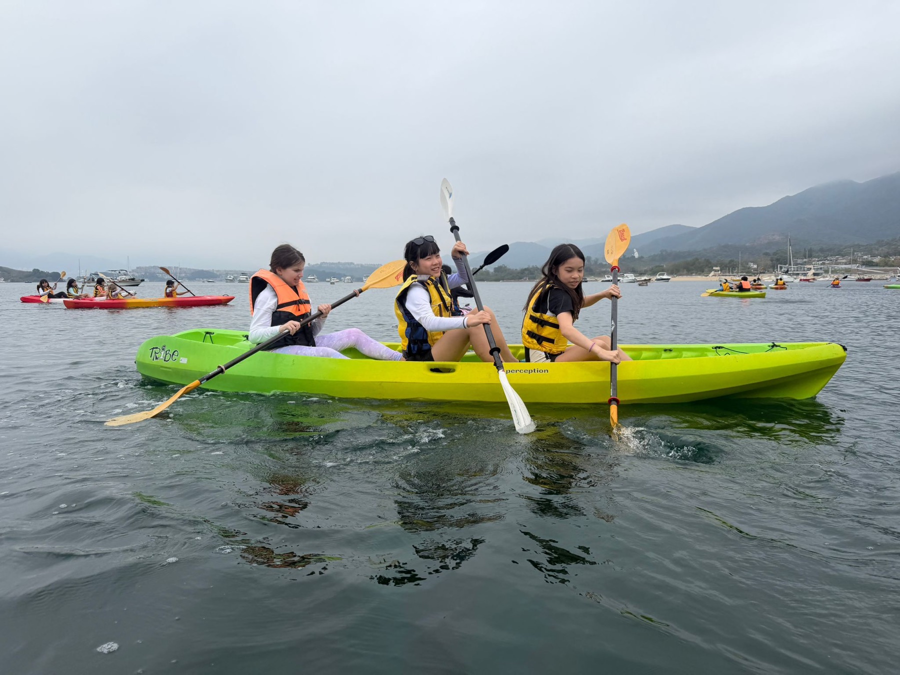 SSHK students kayaking during Leadership Camp